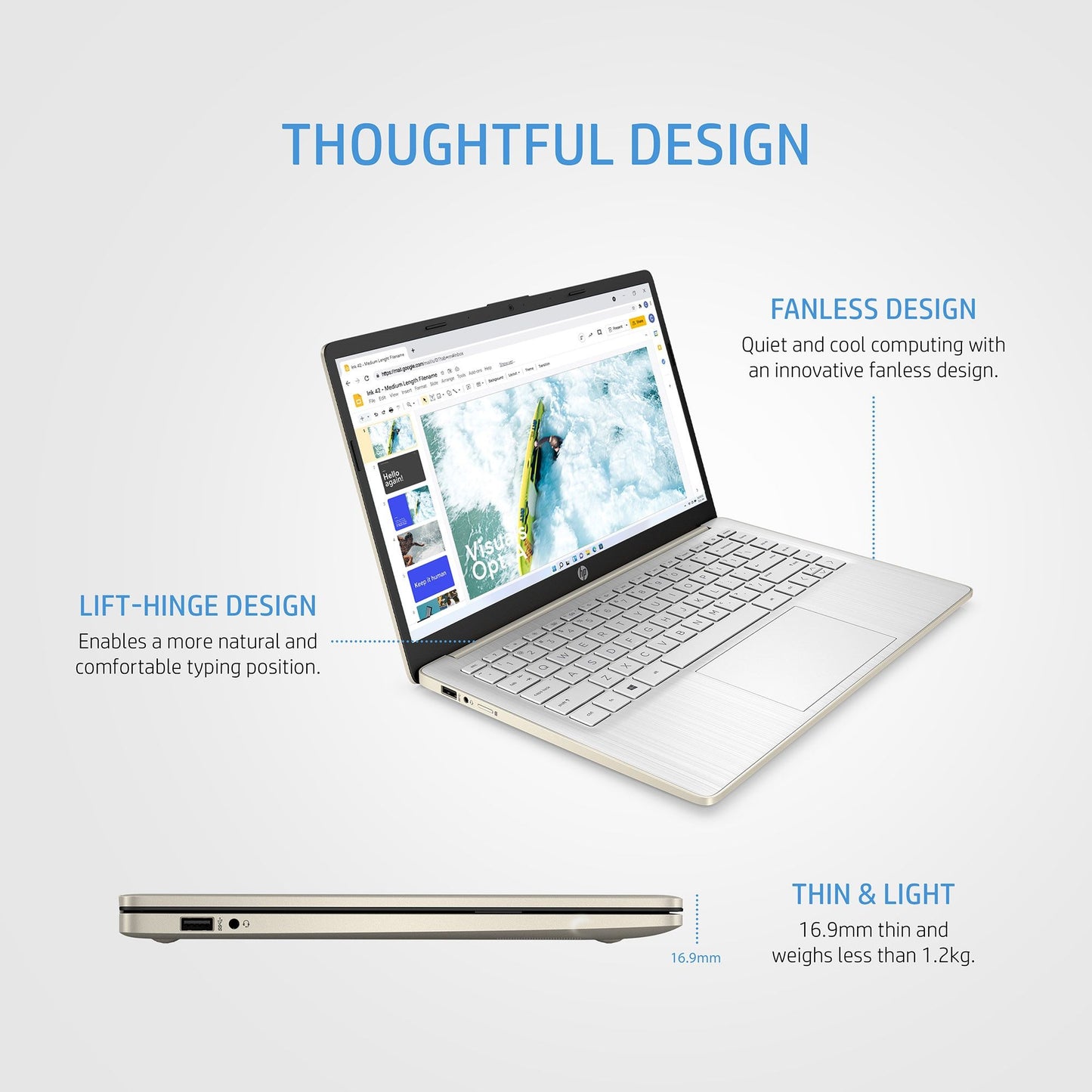 HP 14-eg0001na Laptop 35.6 cm (14") Full HD Qualcomm Snapdragon 7c Gen 2 4 GB LPDDR4x-SDRAM 128 GB eMMC Wi-Fi 5 (802.11ac) Windows 11 Home Silver