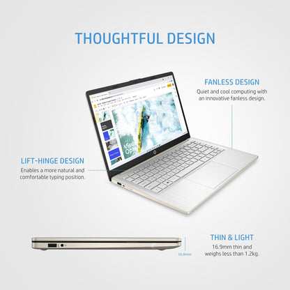 HP 14-eg0001na Laptop 35.6 cm (14") Full HD Qualcomm Snapdragon 7c Gen 2 4 GB LPDDR4x-SDRAM 128 GB eMMC Wi-Fi 5 (802.11ac) Windows 11 Home Silver