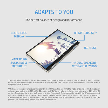 HP Pavilion x360 14-dy0032na Hybrid (2-in-1) 35.6 cm (14") Touchscreen Full HD Intel® Core™ i3 i3-1125G4 8 GB DDR4-SDRAM 128 GB SSD Wi-Fi 5 (802.11ac) Windows 11 Home in S mode Silver