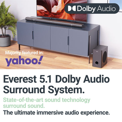 Majority Everest 5.1 Dolby Audio Soundbar and Subwoofer Black 5.1 channels 300 W