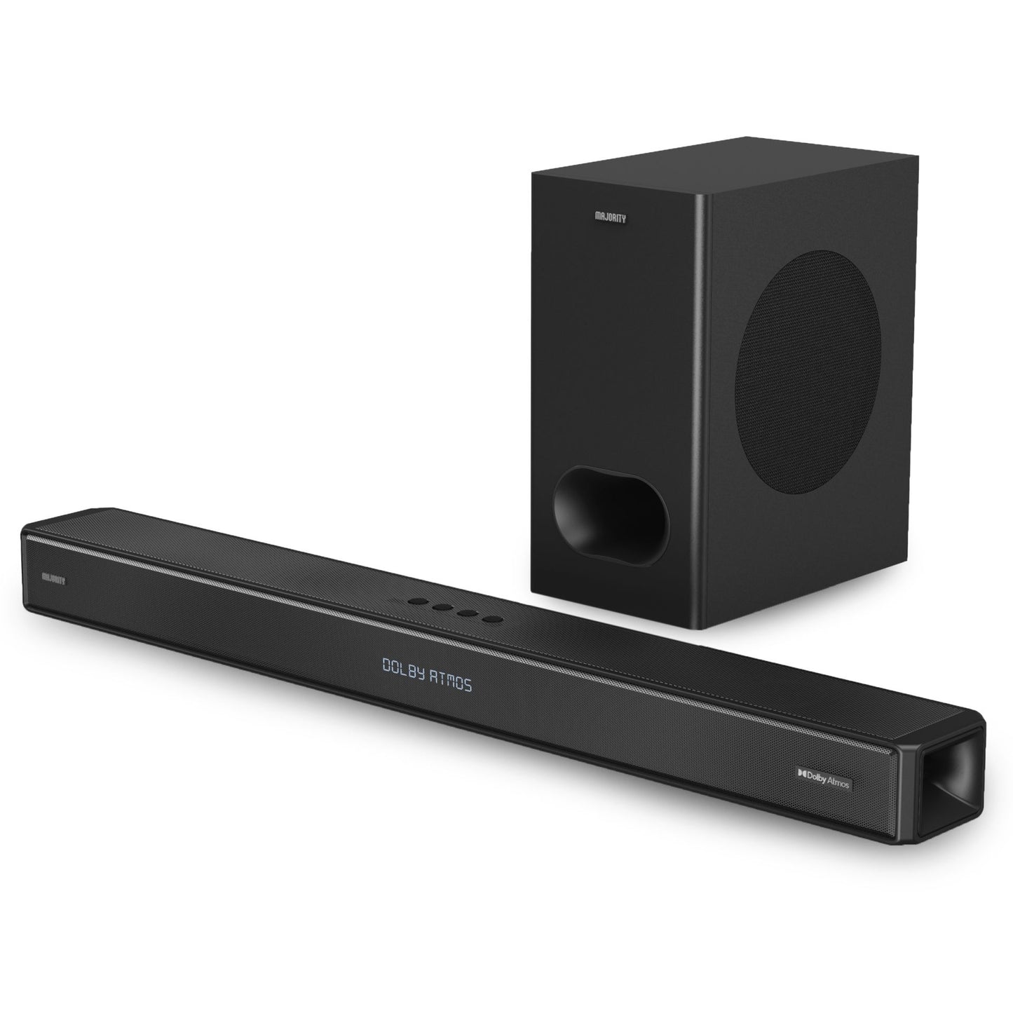 Majority Sierra Plus 2.1.2 Bluetooth TV Soundbar and Subwoofer with Dolby Atmos Sound System Black 2.1.2 channels 400 W