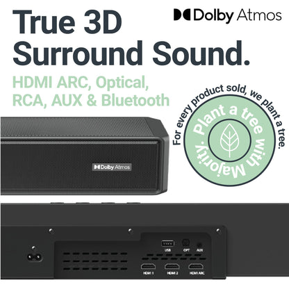 Majority Sierra Plus 2.1.2 Bluetooth TV Soundbar and Subwoofer with Dolby Atmos Sound System Black 2.1.2 channels 400 W