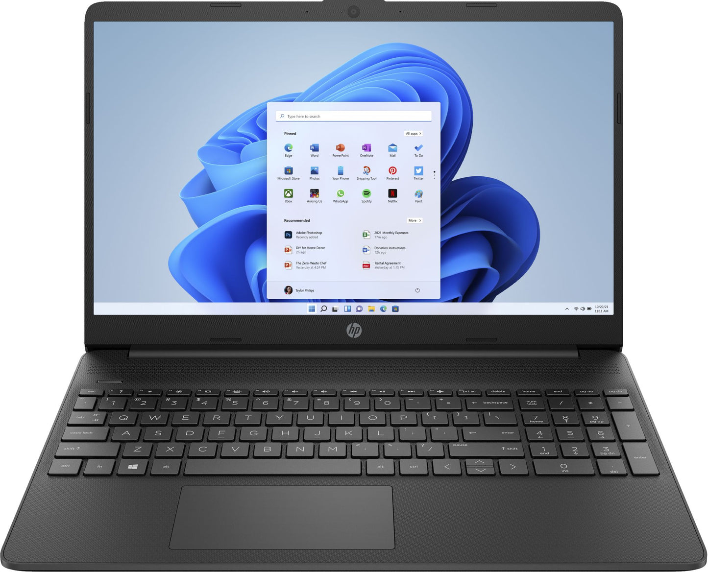 HP 15s-fq0004na Laptop 39.6 cm (15.6") Full HD Intel® Pentium® Silver N5030 4 GB DDR4-SDRAM 128 GB SSD Wi-Fi 5 (802.11ac) Windows 11 Home in S mode Black