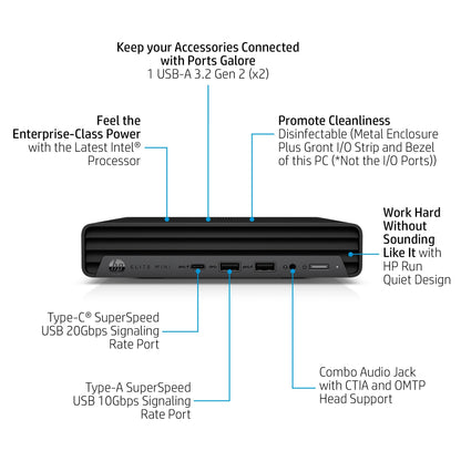 HP 800 G9 Mini PC Intel® Core™ i7 i7-12700T 16 GB DDR5-SDRAM 512 GB SSD Windows 11 Pro Black