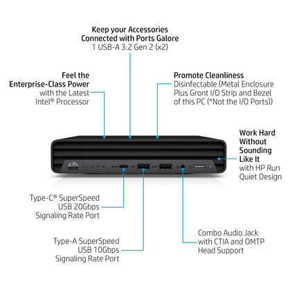 HP 800 G9 Mini PC Intel® Core™ i7 i7-12700T 16 GB DDR5-SDRAM 512 GB SSD Windows 11 Pro Black