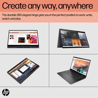 HP ENVY x360 15-ey0501sa Hybrid (2-in-1) 39.6 cm (15.6") Touchscreen Full HD AMD Ryzen™ 5 5625U 8 GB DDR4-SDRAM 512 GB SSD Wi-Fi 6E (802.11ax) Windows 11 Home Black