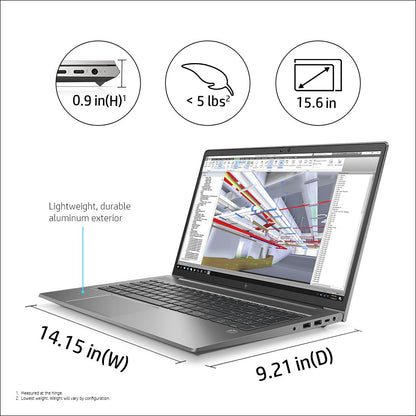 HP ZBook Power 15.6 inch G8 i5-11400H Mobile workstation 39.6 cm (15.6") Full HD Intel® Core™ i5 16 GB DDR4-SDRAM 512 GB SSD NVIDIA T600 Wi-Fi 6 (802.11ax) Windows 10 Pro Grey