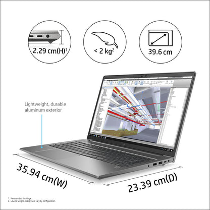 HP ZBook Power 15.6 inch G8 i5-11400H Mobile workstation 39.6 cm (15.6") Full HD Intel® Core™ i5 16 GB DDR4-SDRAM 512 GB SSD NVIDIA T600 Wi-Fi 6 (802.11ax) Windows 10 Pro Grey