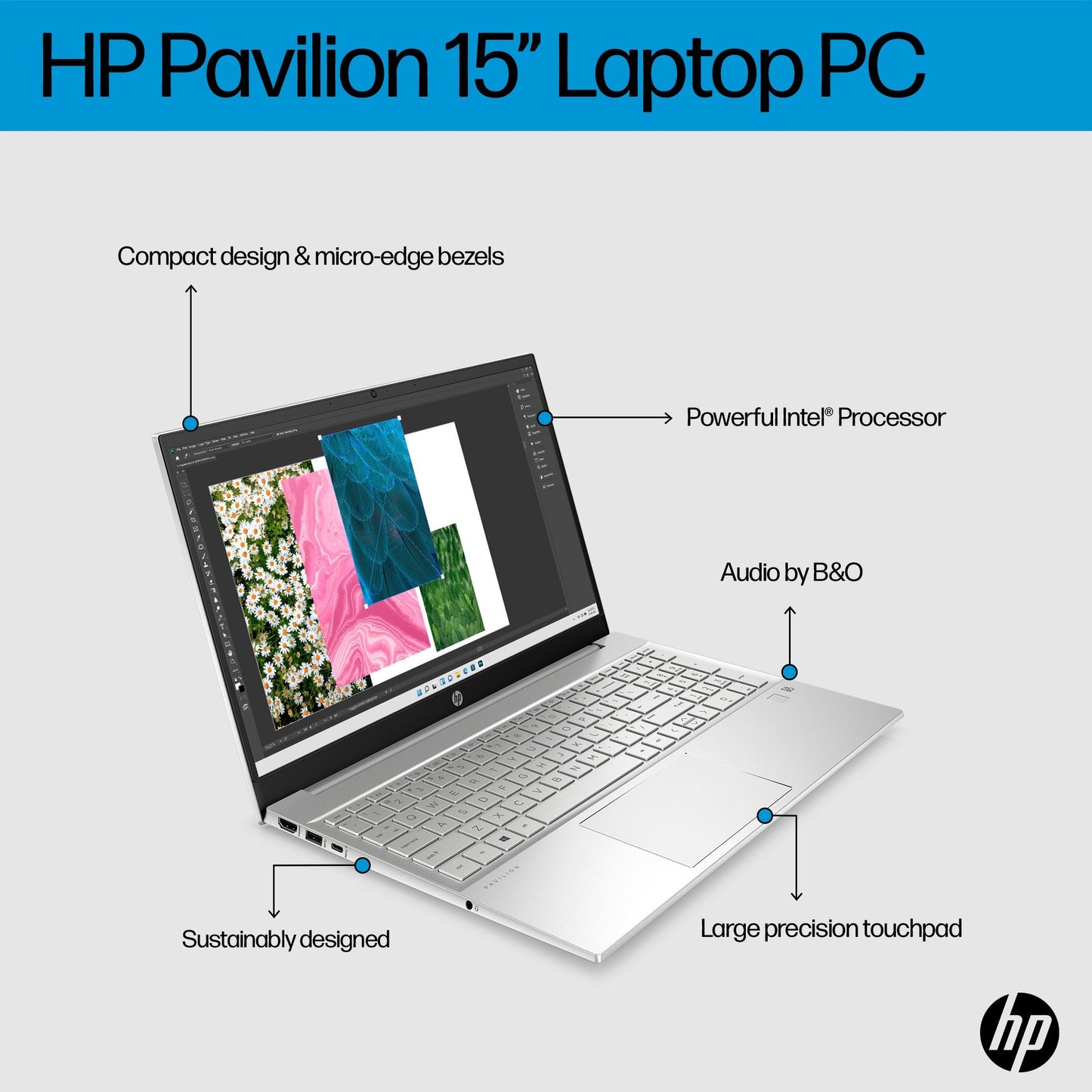 HP Pavilion 15-eg2015na Laptop 39.6 cm (15.6") Touchscreen Full HD Intel® Core™ i7 i7-1255U 8 GB DDR4-SDRAM 512 GB SSD Wi-Fi 6 (802.11ax) Windows 11 Home Silver