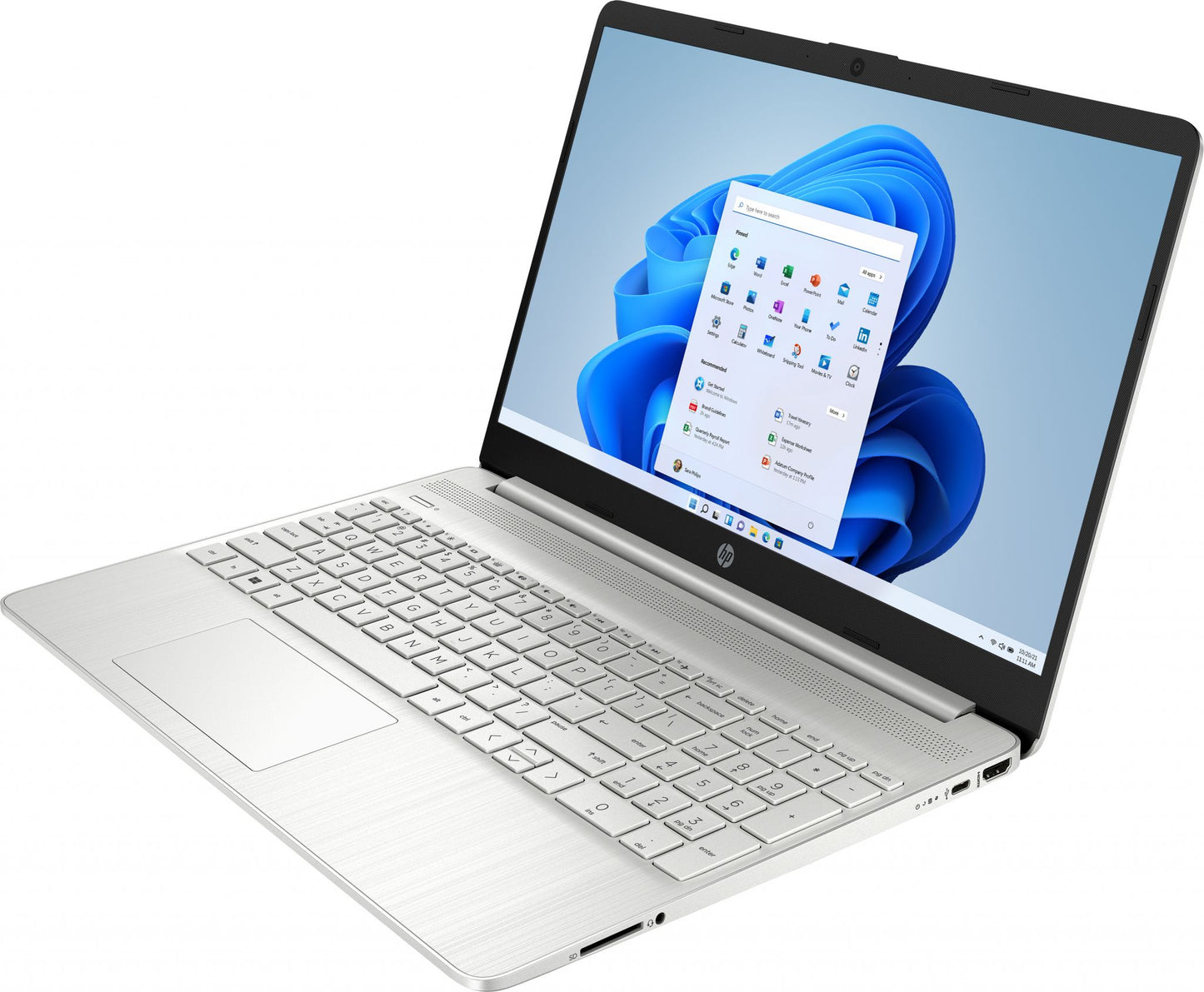 HP 15s-fq0123na N4120 Notebook 39.6 cm (15.6") Full HD Intel® Celeron® 4 GB DDR4-SDRAM 128 GB SSD Wi-Fi 5 (802.11ac) Windows 11 Home in S mode Silver