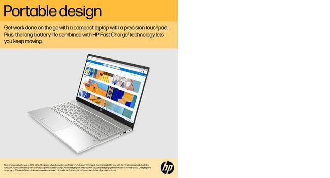 HP Pavilion 15-eh1016na Laptop 39.6 cm (15.6") Touchscreen Full HD AMD Ryzen™ 3 5300U 4 GB DDR4-SDRAM 256 GB SSD Wi-Fi 5 (802.11ac) Windows 11 Home in S mode Silver