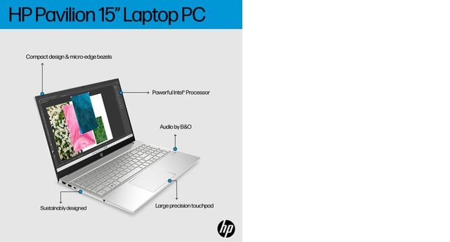 HP Pavilion 15-eg2014na Laptop 39.6 cm (15.6") Touchscreen Full HD Intel® Core™ i5 i5-1235U 8 GB DDR4-SDRAM 256 GB SSD Wi-Fi 6 (802.11ax) Windows 11 Home Silver