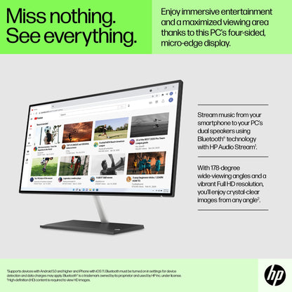 HP 24 -ck0000na AMD Ryzen™ 5 60.5 cm (23.8") 1920 x 1080 pixels 8 GB DDR4-SDRAM 256 GB SSD All-in-One PC Windows 11 Home Wi-Fi 5 (802.11ac) Black