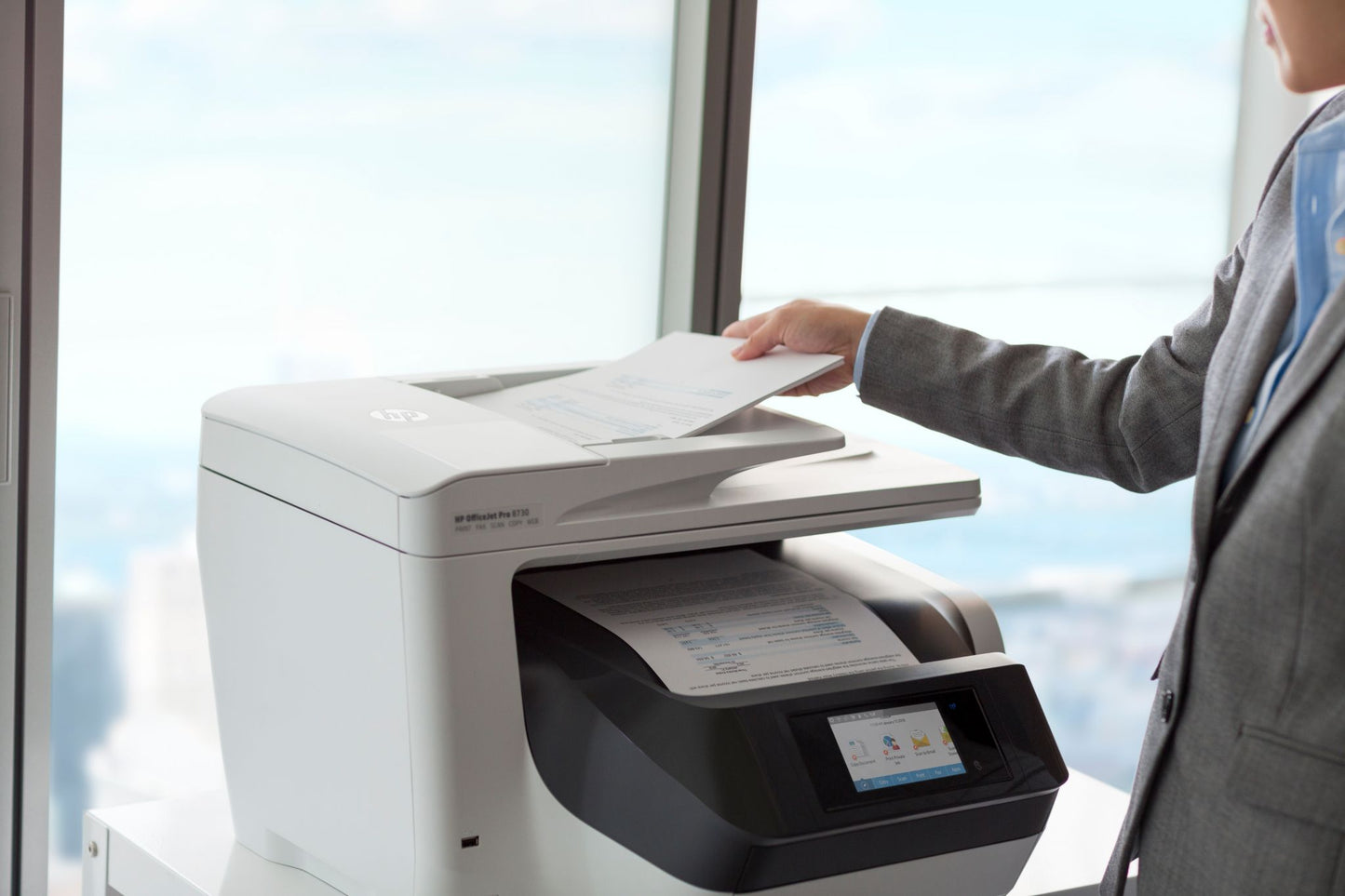 HP OfficeJet Pro 8730 All-in-One Printer, Color, Printer for Home, Print, copy, scan, fax, 50-sheet ADF; Front-facing USB printing; Scan to email/PDF; Two-sided printing