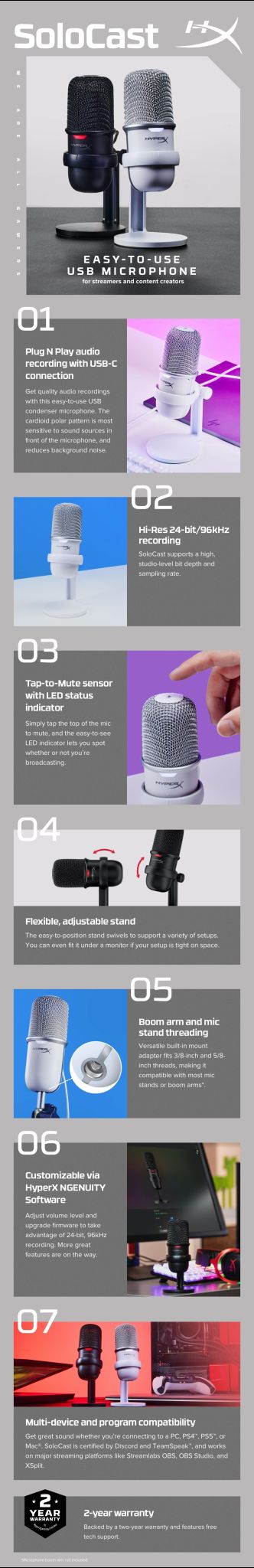 HyperX SoloCast - USB Microphone (Black) PC microphone