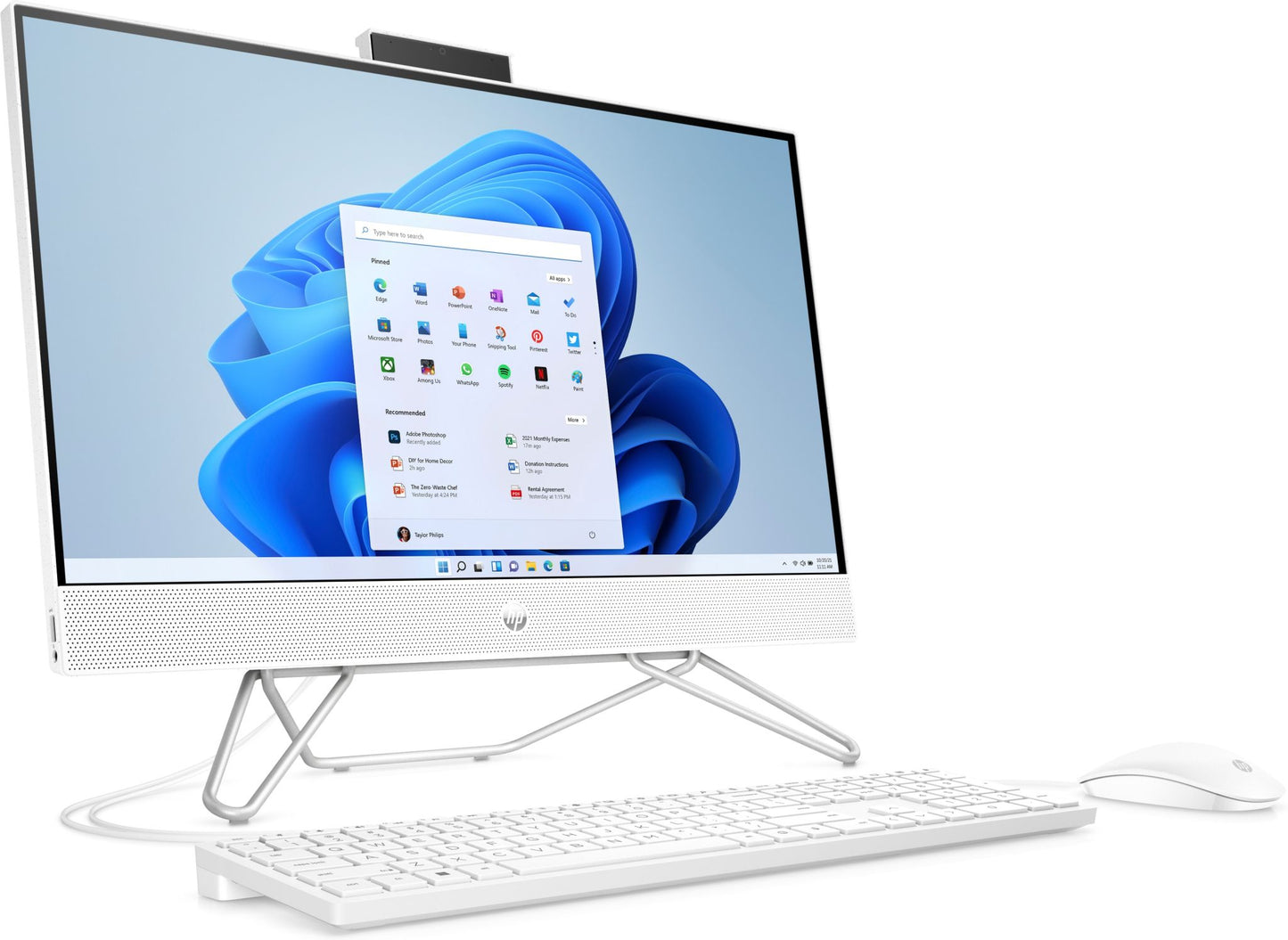 HP 24-cb1006na AMD Ryzen™ 3 60.5 cm (23.8") 1920 x 1080 pixels 8 GB DDR4-SDRAM 256 GB SSD All-in-One PC Windows 11 Home Wi-Fi 5 (802.11ac) White