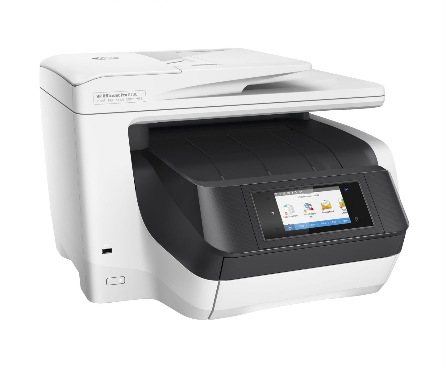 HP OfficeJet Pro 8730 All-in-One Printer, Color, Printer for Home, Print, copy, scan, fax, 50-sheet ADF; Front-facing USB printing; Scan to email/PDF; Two-sided printing