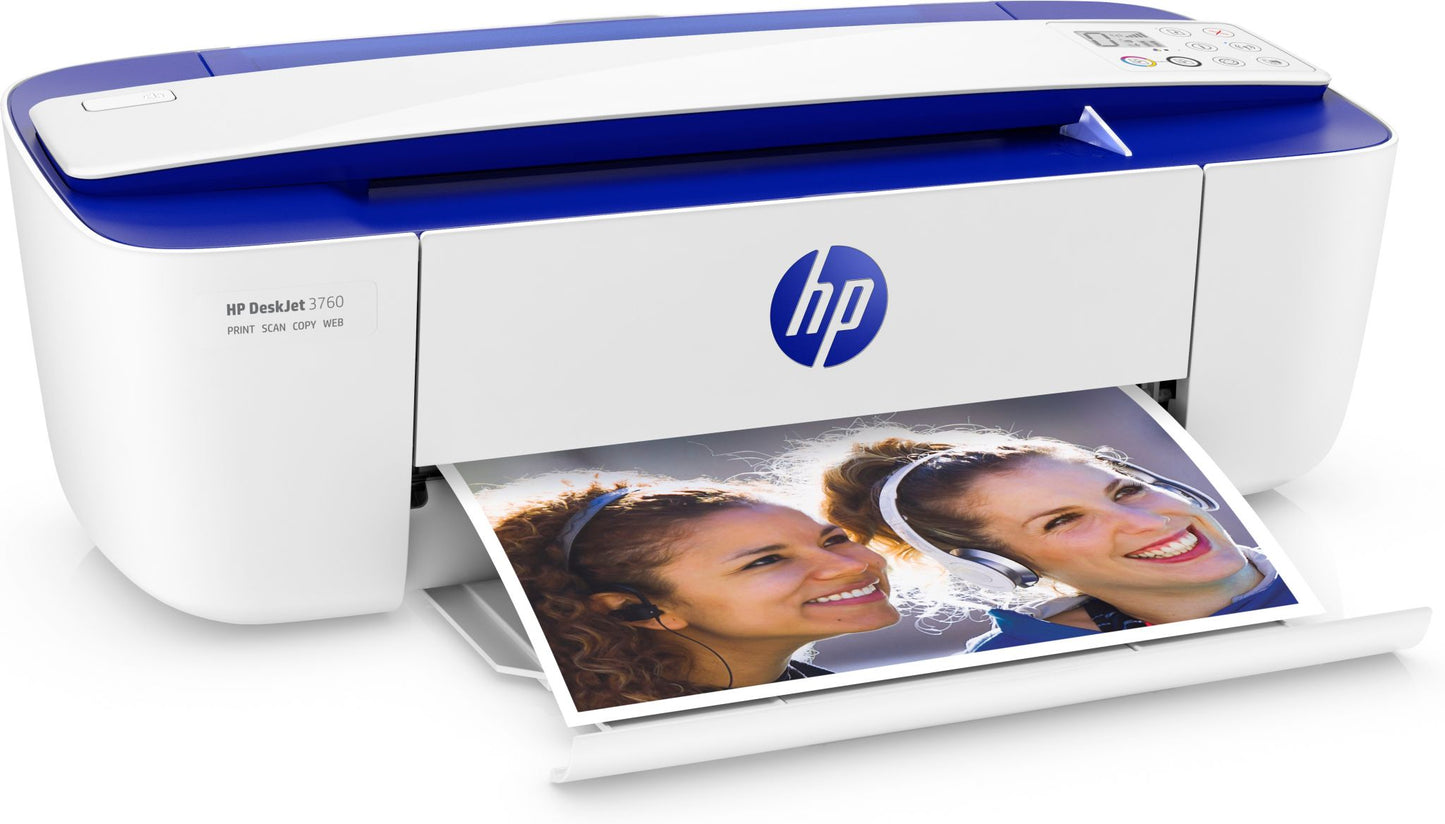 HP DeskJet 3760 All-in-One Printer, Color, Printer for Home, Print, copy, scan, wireless, Wireless; Instant Ink eligible; Print from phone or tablet; Scan to PDF